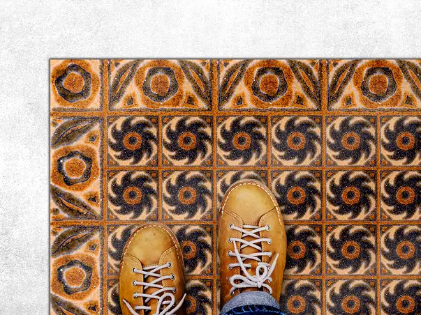 Covor din vinil model piatra maro spirala 1