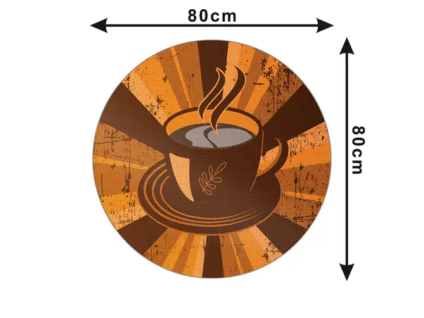 Covor din vinil rotund model ceasca cafea oranj 5rgb