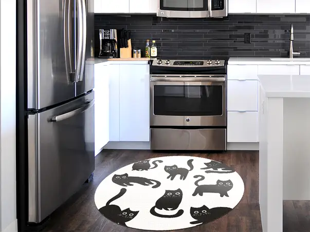 Covor vinil model pisici alb negru j3