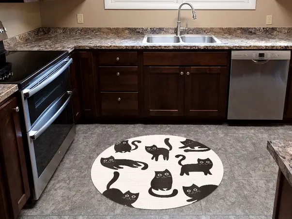 Covor vinil model pisici alb negru j4