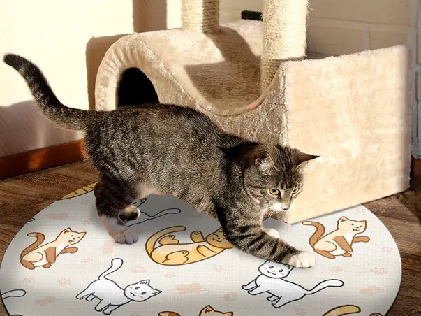 Covor vinil model pisici bej kl2