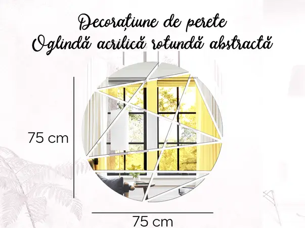 Decoratiune de perete oglinda acrilica rotunda abstracta dimensiuni