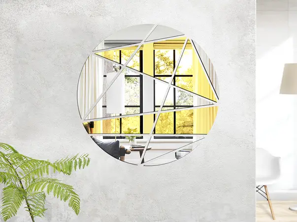 Decoratiune de perete oglinda acrilica rotunda abstracta simulare 1