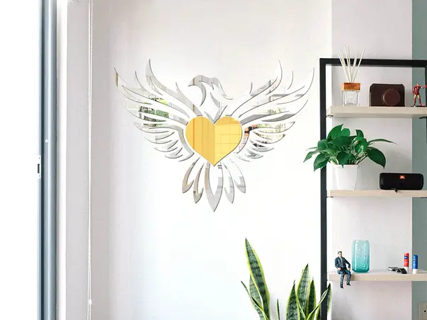 Decoratiune de perete pasarea Phoenix din oglinda acrilica simulare 1