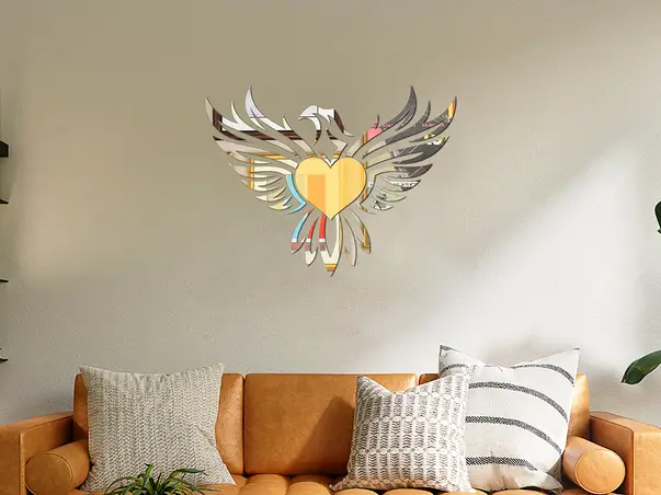 Decoratiune de perete pasarea Phoenix din oglinda acrilica simulare 2