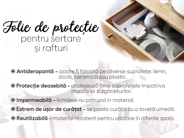 Folie de protectie din PVC antiderapant cu grosime 1,5mm impermeabil 50x155cm model 10 s10