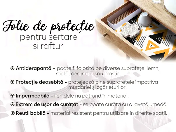 Folie de protectie din PVC antiderapant cu grosime 1,5mm impermeabil 50x155cm model 6 s10