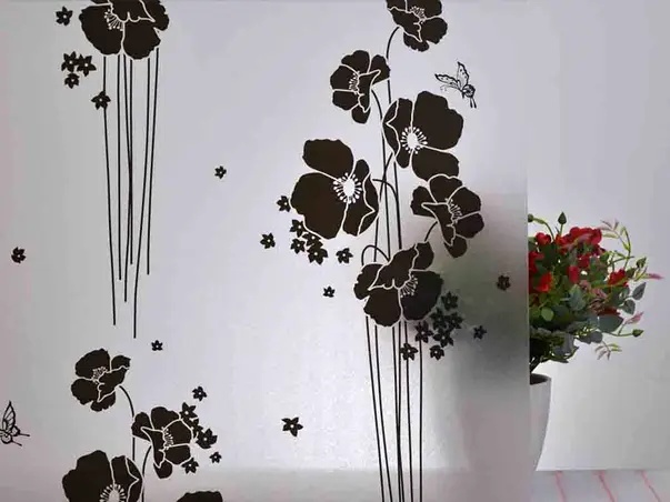 Folie geam electrostatica flori mari negre