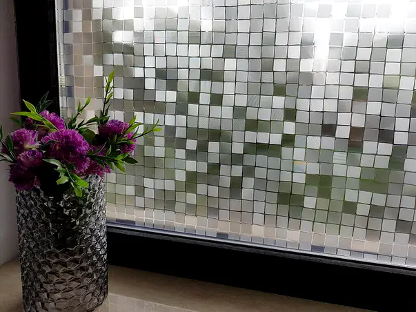 Folie geam electrostatica mozaic argintiu Tora