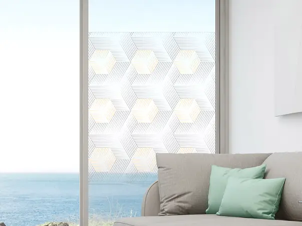 Folie geam linii hexagonale gri auriu 3