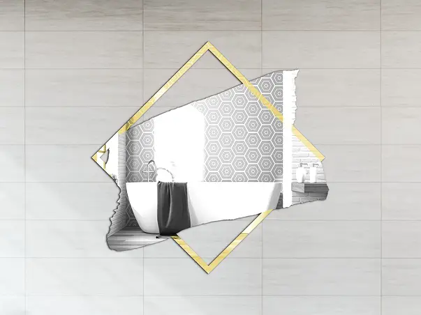 Oglinda acrilic model romb abastract auriu argintiu 1