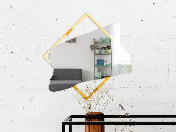 Oglinda acrilic model romb abastract auriu argintiu 2