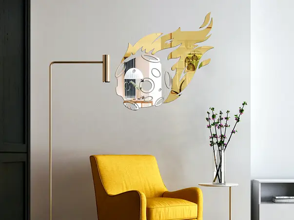 Oglinda acrilica cometa Halley argintiu auriu simulare 1