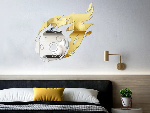 Oglinda acrilica cometa Halley argintiu auriu simulare 2