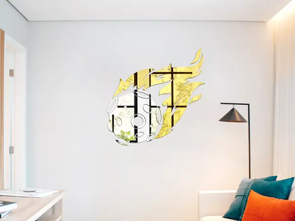 Oglinda acrilica cometa Halley argintiu auriu simulare 3