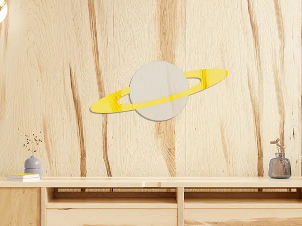 Oglinda acrilica model saturn planeta argintiu auriu x3