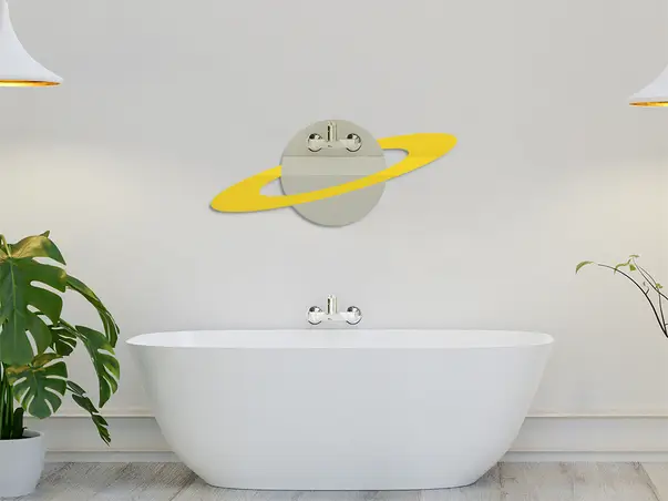 Oglinda acrilica model saturn planeta argintiu auriu x4