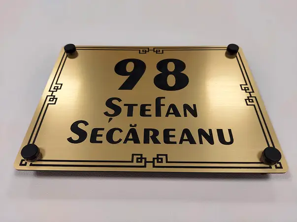 Placuta adresa bond auriu model gravat oriental x3 PP2024