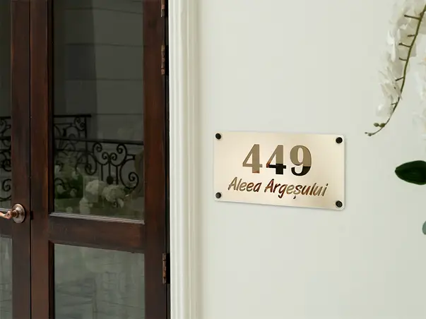 Placuta adresa model bej auriu x3