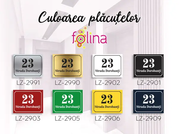 Placuta adresa model clasic bond opt 8 variante de culori text personalizat s2