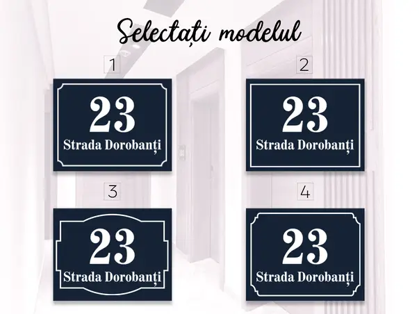 Placuta adresa model clasic bond opt 8 variante de culori text personalizat s3