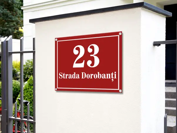 Placuta adresa model clasic bond opt 8 variante de culori text personalizat s6