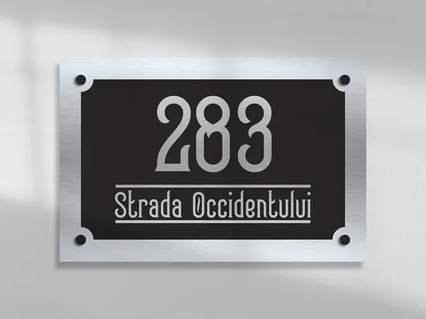 Placuta adresa model contemporan din bond argintiu sau auriu s1