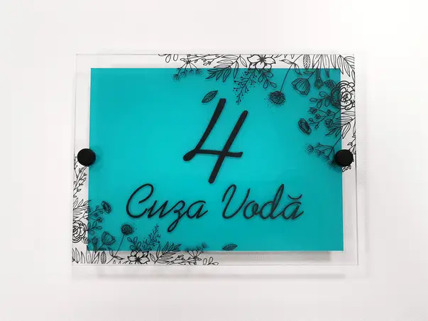 Placuta adresa model floral personalizabil b1