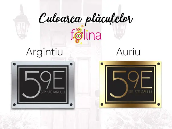 Placuta adresa model modern din bond argintiu sau auriu s2.1