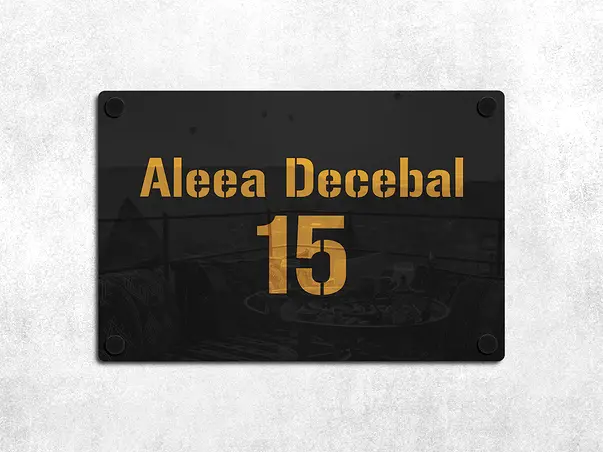 Placuta adresa model text auriu doua placi x10