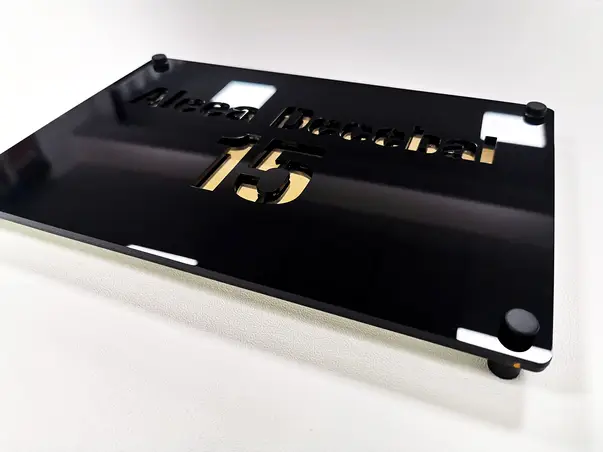 Placuta adresa model text auriu doua placi x3