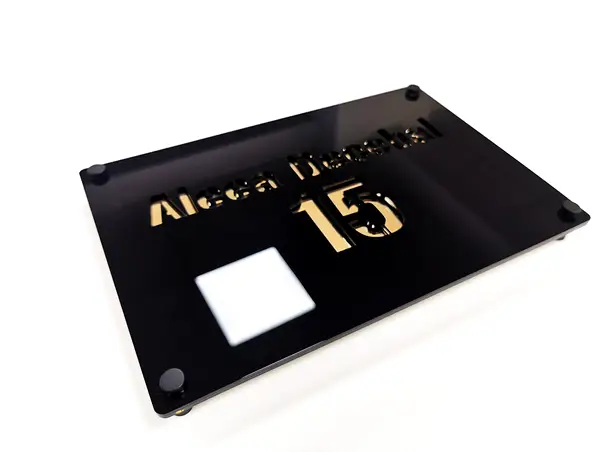 Placuta adresa model text auriu doua placi x4