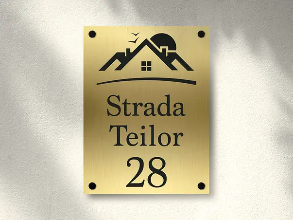 Placuta aurie cu nr si adresa model casa bond auriu model 1 simulare 1