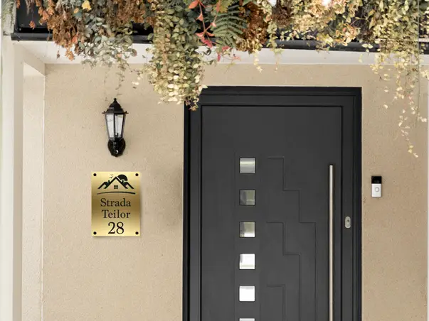 Placuta aurie cu nr si adresa model casa bond auriu model 1 simulare 4