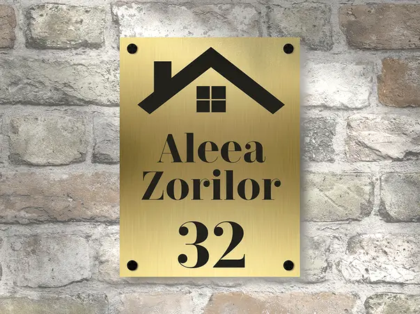 Placuta aurie cu nr si adresa model casa bond auriu model 2 simulare 1