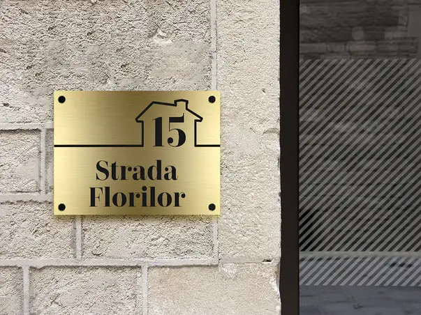 Placuta aurie cu nr si adresa model casa bond auriu model 3 simulare 4