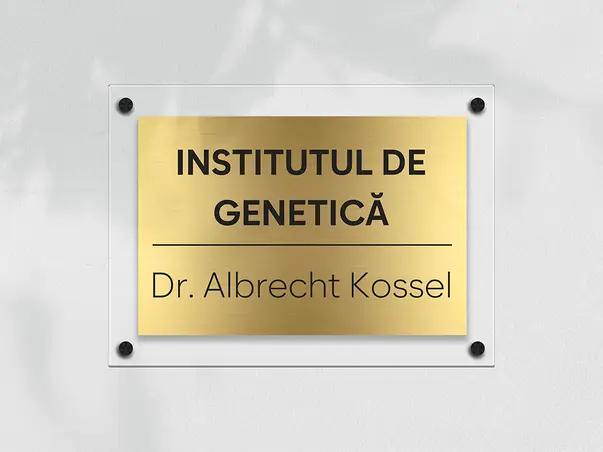 Placuta personalizata cu logo sau text pe suport plexiglass si dibond gravat 6