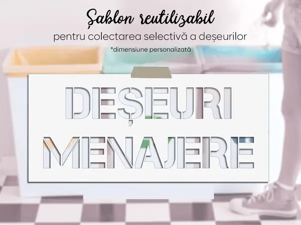 Sablon reutilizabil cu marcaj deseuri menajere pentru colectarea selectiva a deseurilor s1