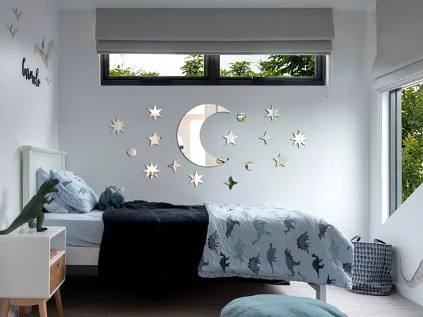 Set 16 piese oglinda acrilica luna si stelele argintiu simulare 1