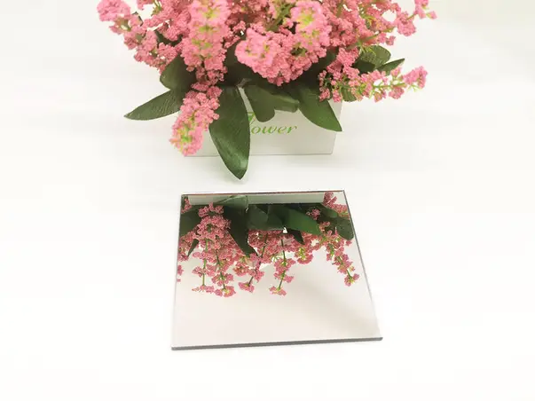 Set 5 Stickere oglinda Patrat Folina din oglinda acrilica argintie 10 10 cm