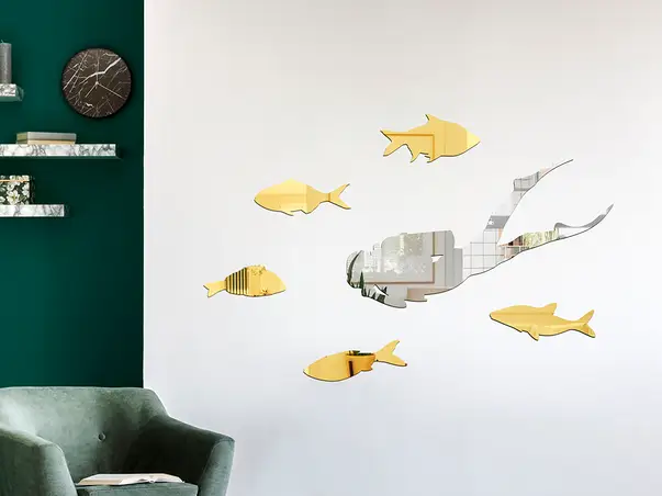 Set 6 oglinda acrilica aurie argintie scafandru si pesti simulare 1