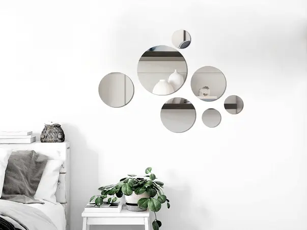 Set 7 oglinzi acrilice rotunde pentru perete simulare 2