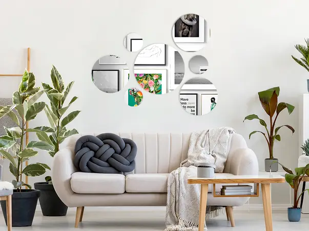 Set 7 oglinzi acrilice rotunde pentru perete simulare 3