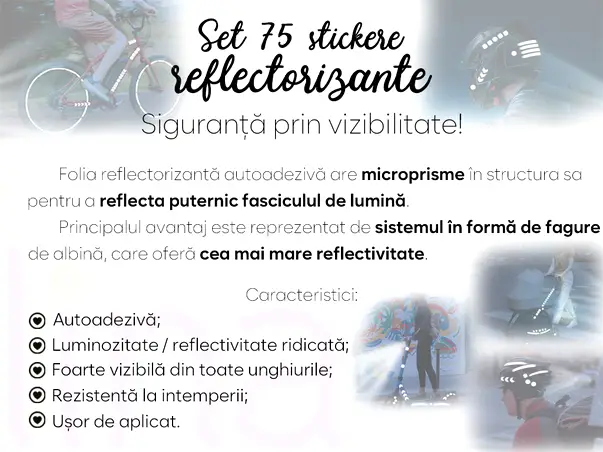 Set 75 stickere reflectorizante pentru imbunatatirea vizibilitatii rutiere 4