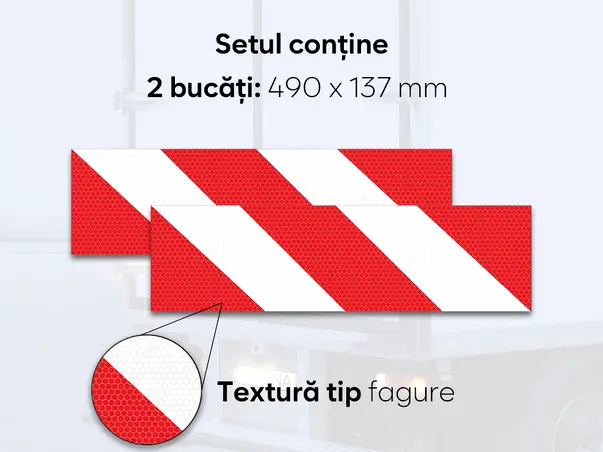 Set benzi reflectorizante autoadezive dungate alb rosu pentru siguranta rutiera s1.3
