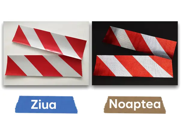 Set benzi reflectorizante autoadezive dungate alb rosu pentru siguranta rutiera s6