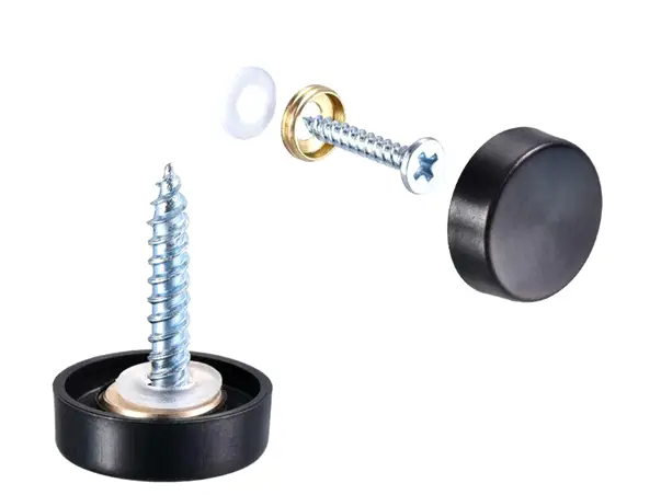 Set de suruburi cu capac cromat negru 1