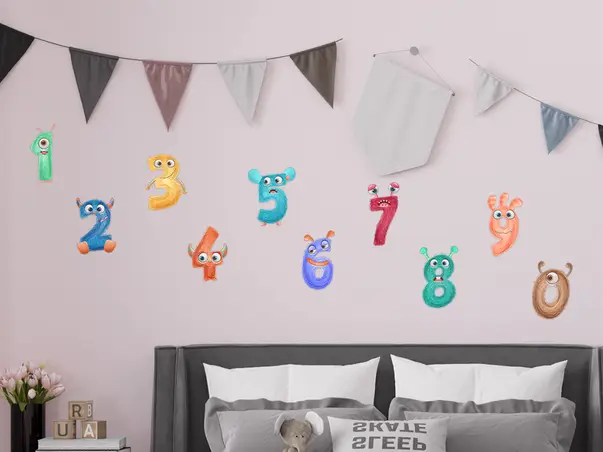 Set stickere educative copii monstri numere 4