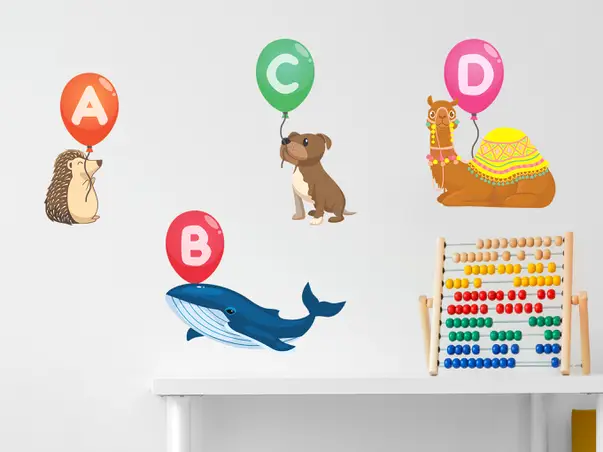 Set stickere educative model alfabet animalute cu baloane 0