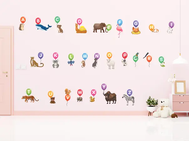 Set stickere educative model alfabet animalute cu baloane 1